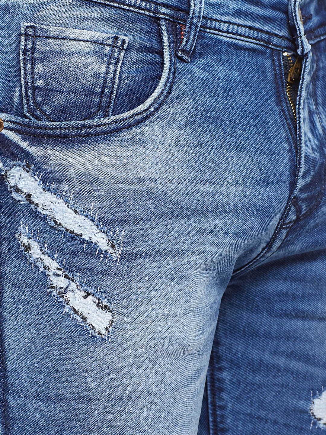 Men Blue Slim Fit Distressed Denims
