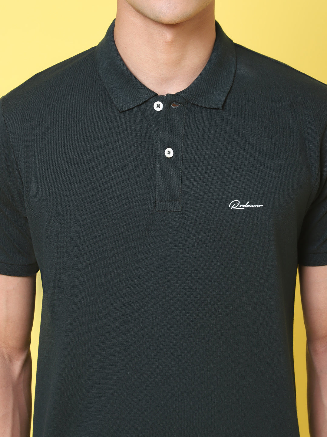 Polo Collar Green Slim Fit Cotton T-Shirt