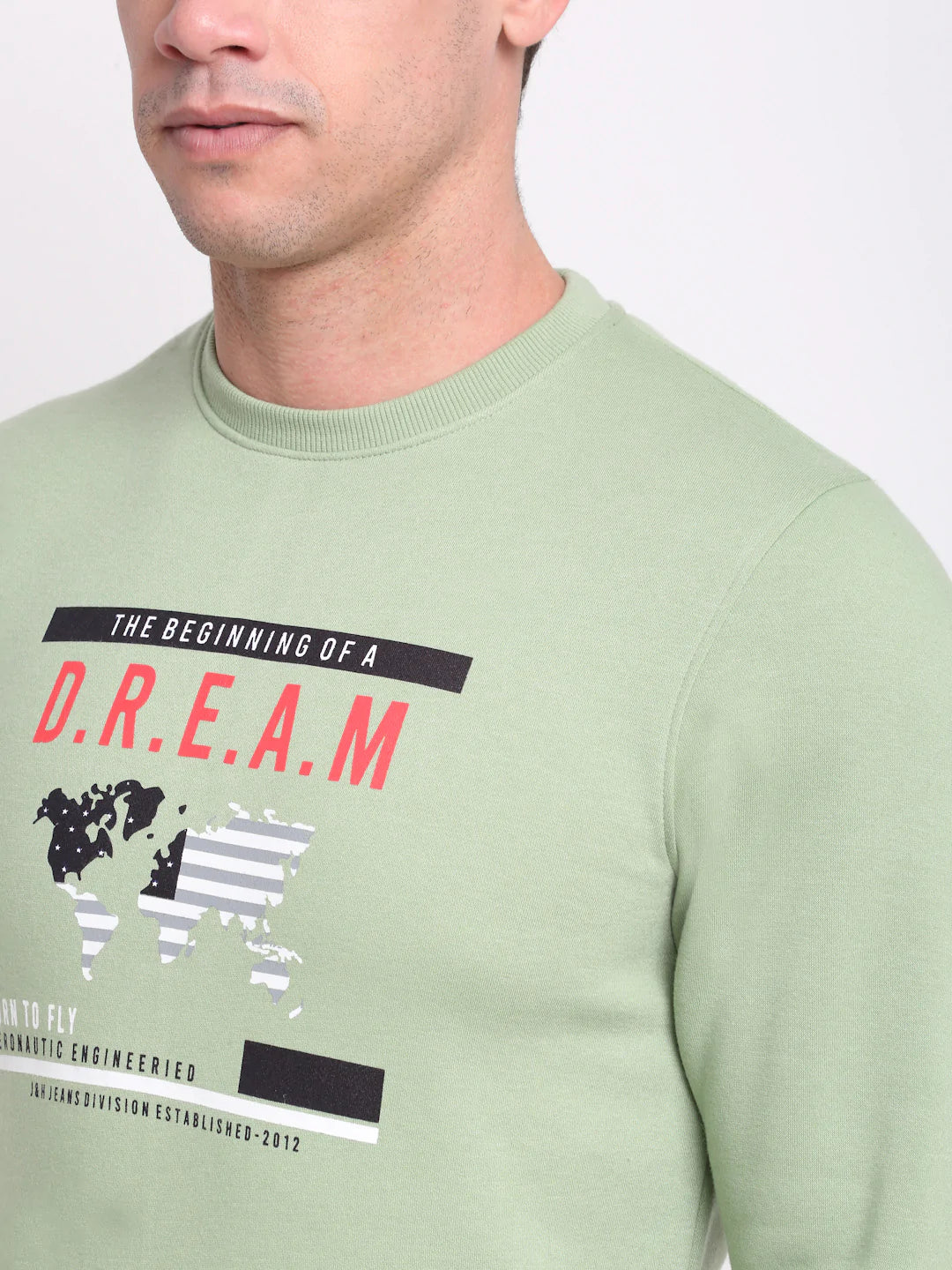 Men Green Printed Sweatshirt