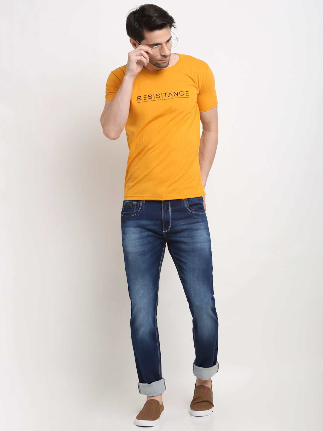 Men Mustard, Grey & Green Pack of 3 Solid Cotton Lounge Tshirts