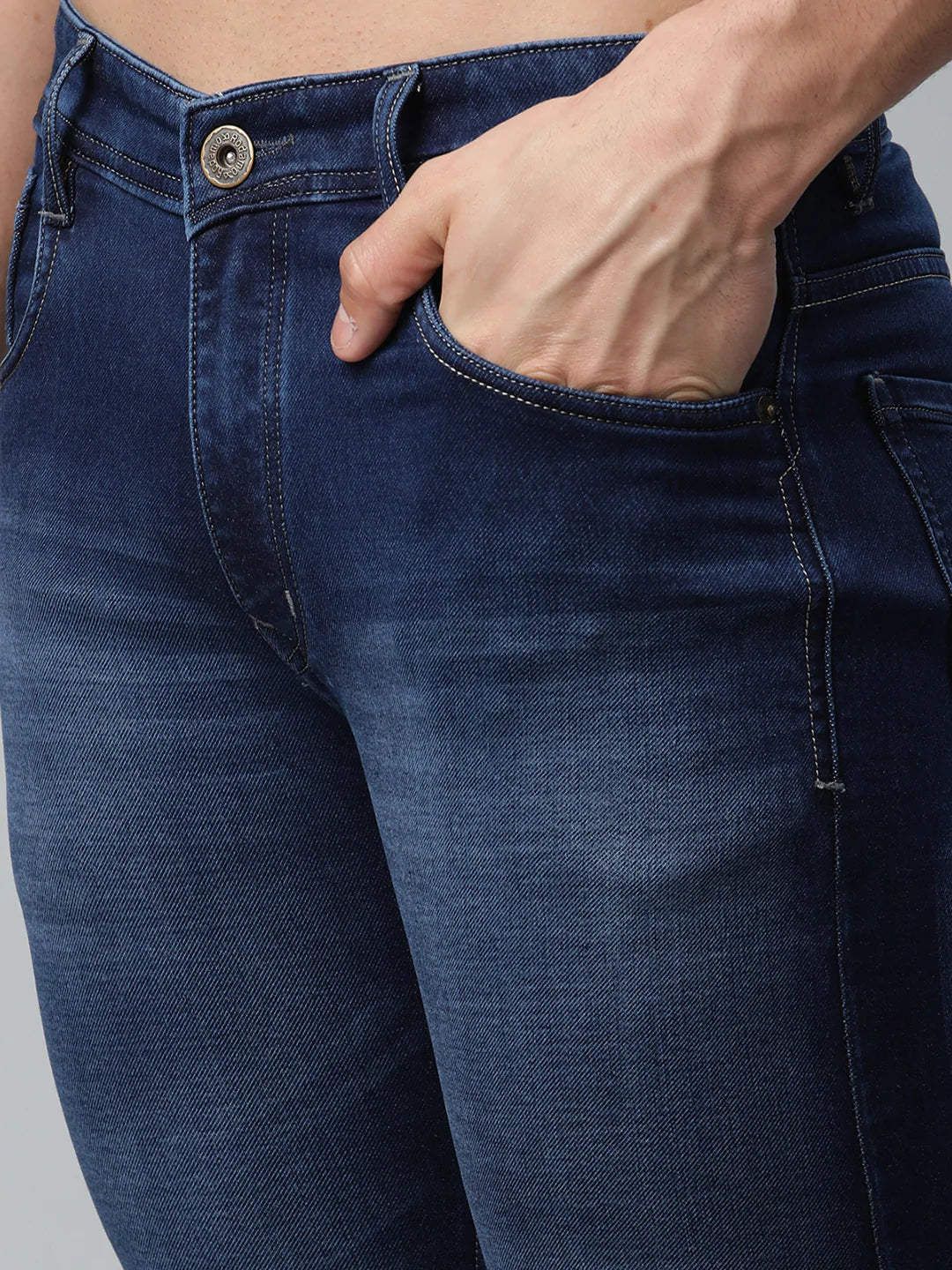 Men Blue Slim Fit Light Fade Mid-Rise Stretchable Jeans