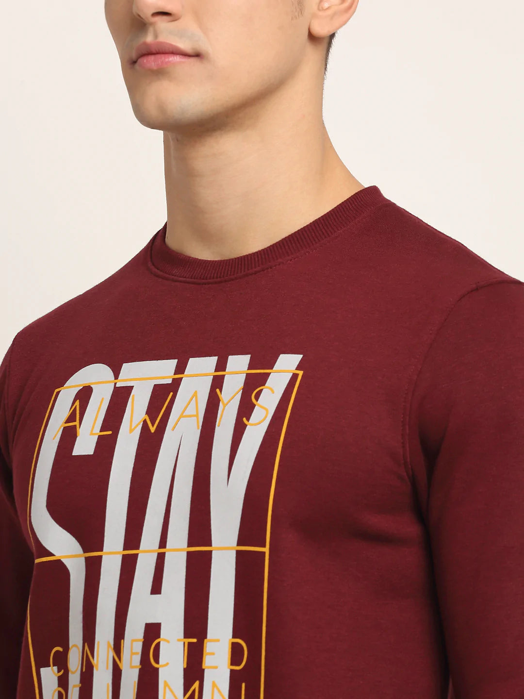 Men Maroon Printed Sweatshirt