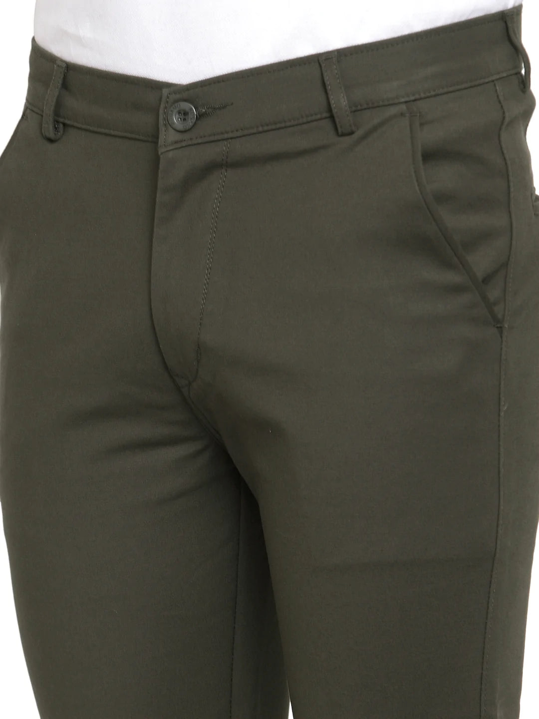 Men Green Slim Fit Trousers