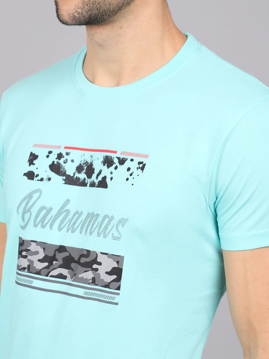 Men Green Typography Printed Slim Fit T-shirt