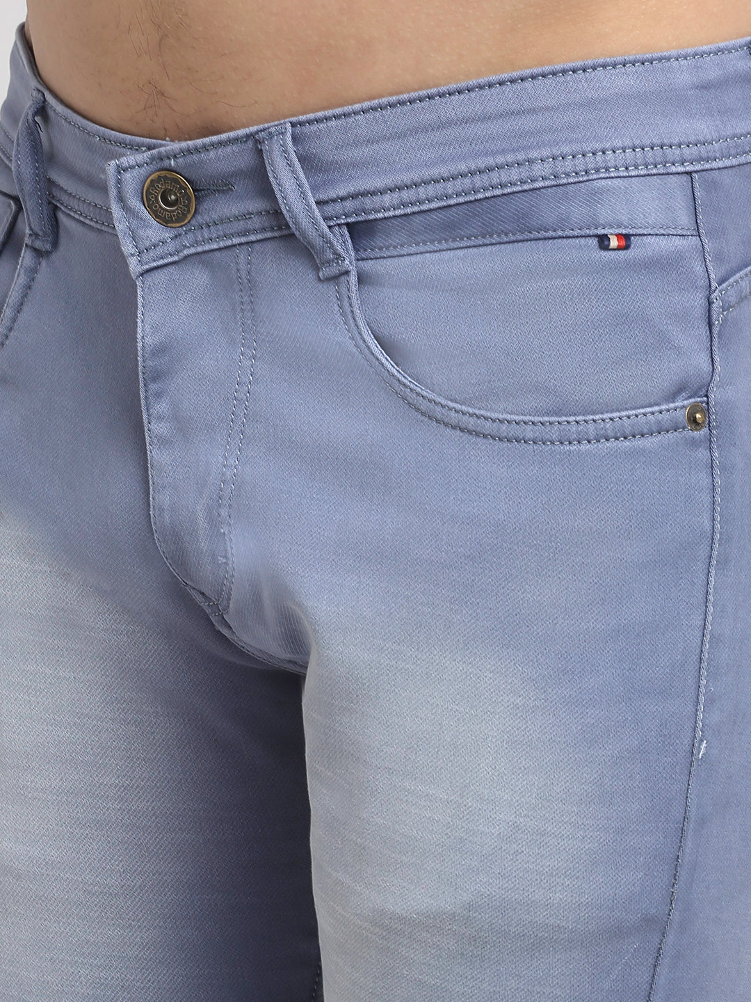 Men Grey Slim Fit Light Fade Stretchable Jeans