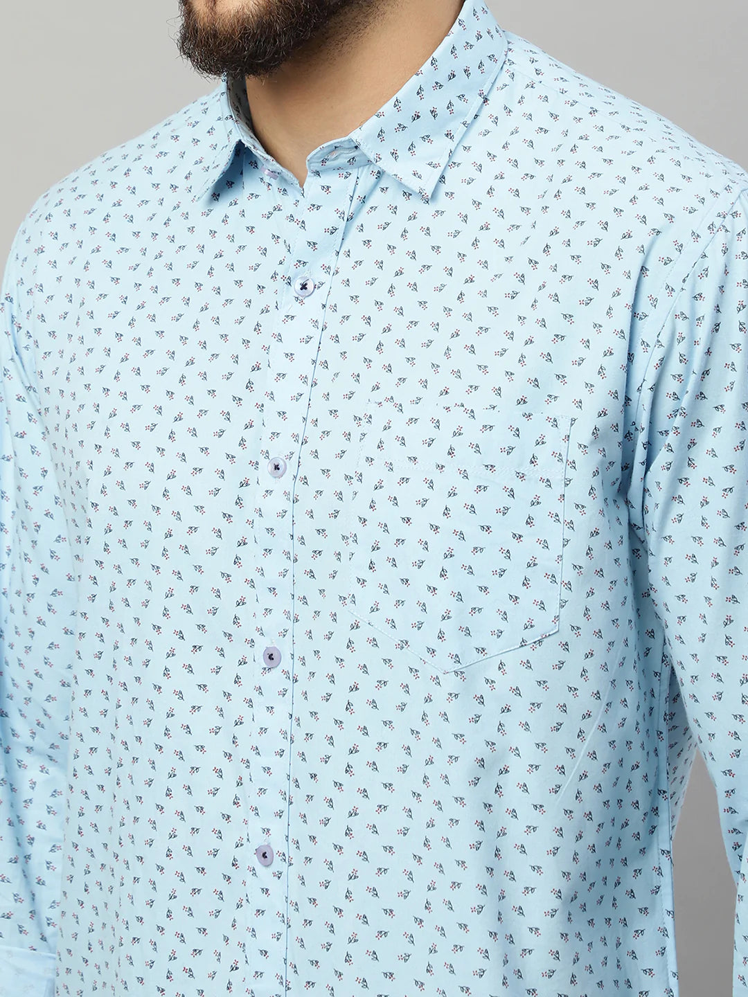 Men Blue Slim Fit Printed Casual Shirt