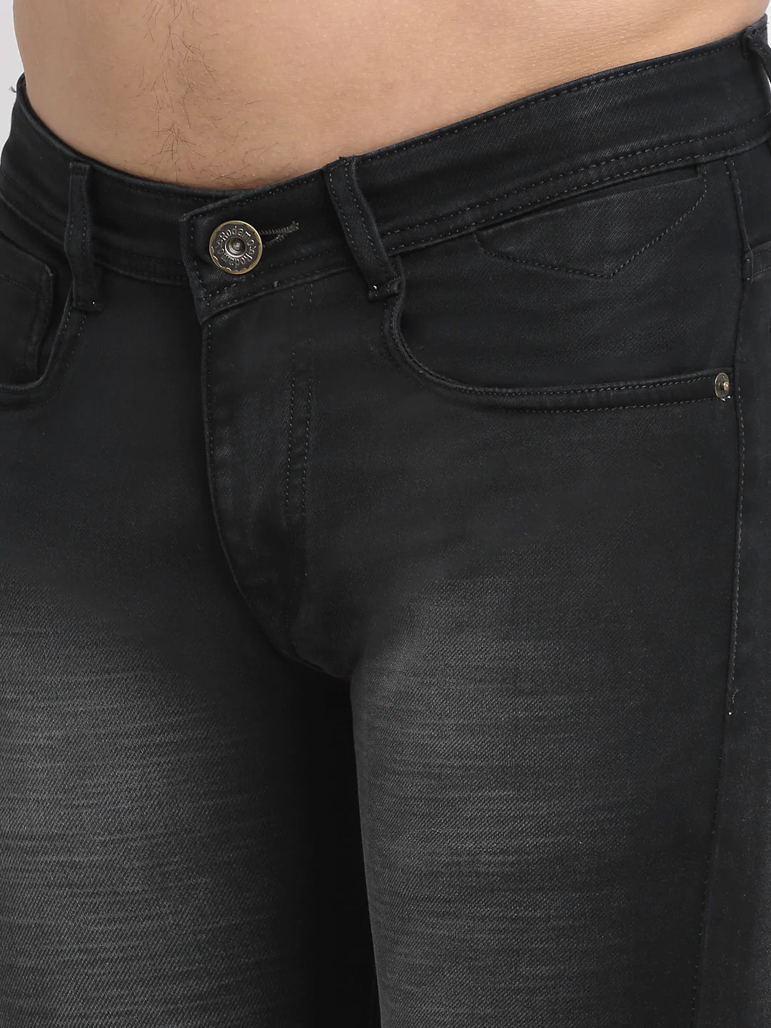 Men Black Slim Fit Heavy Fade Stretchable Jeans