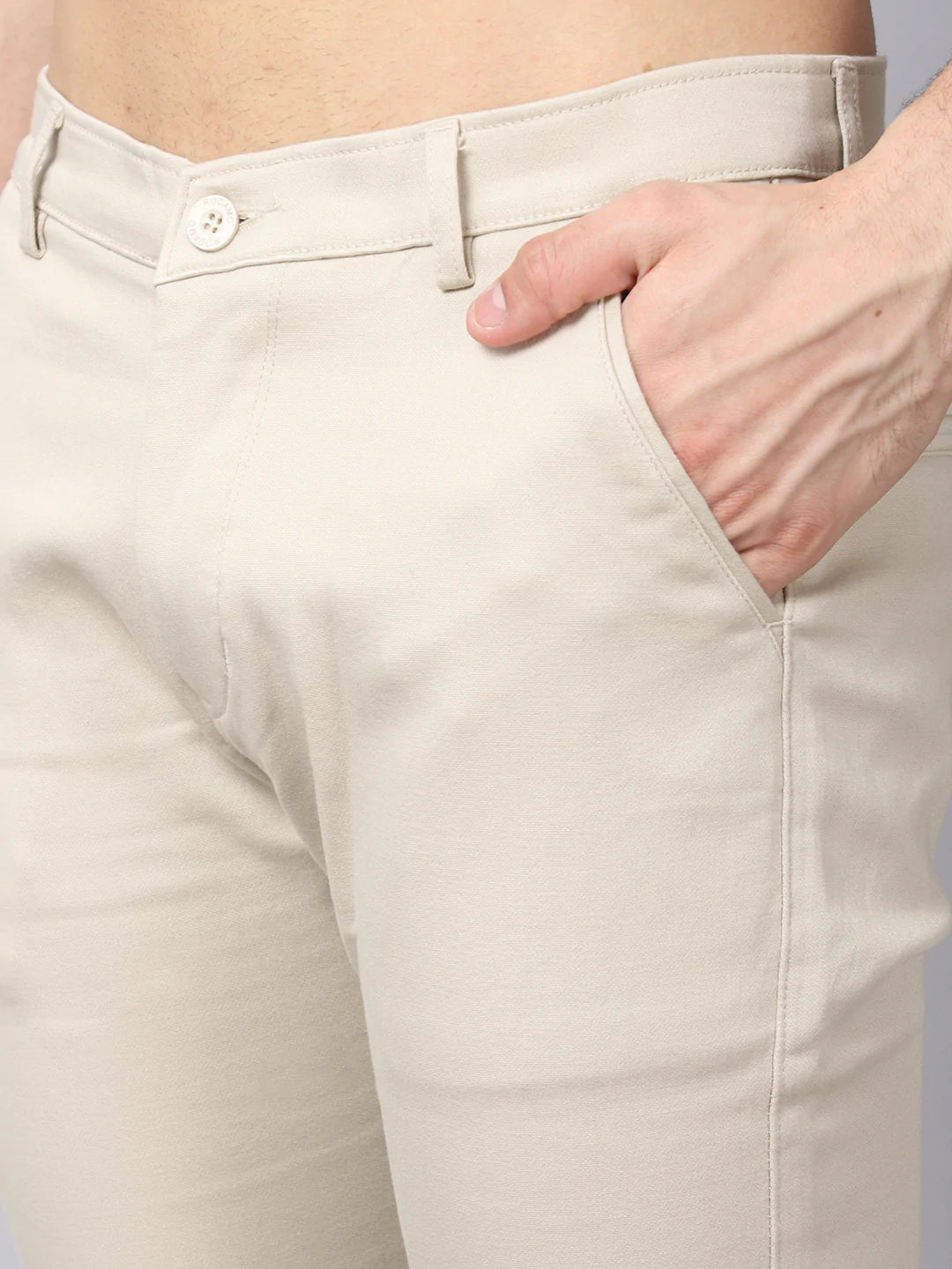 Men Beige Slim Fit Trousers