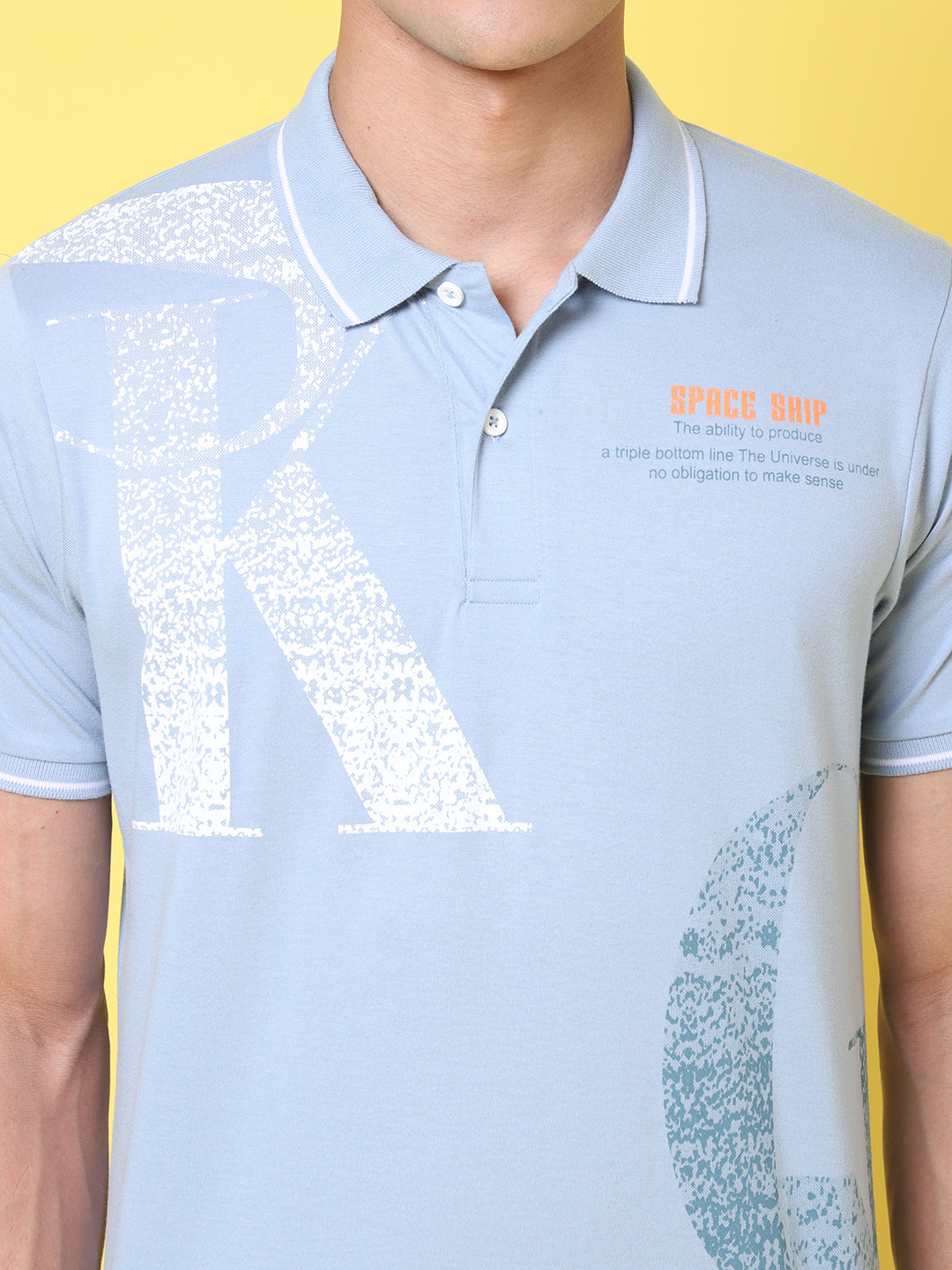 Abstract Printed Polo Collar Slim Fit T-shirt