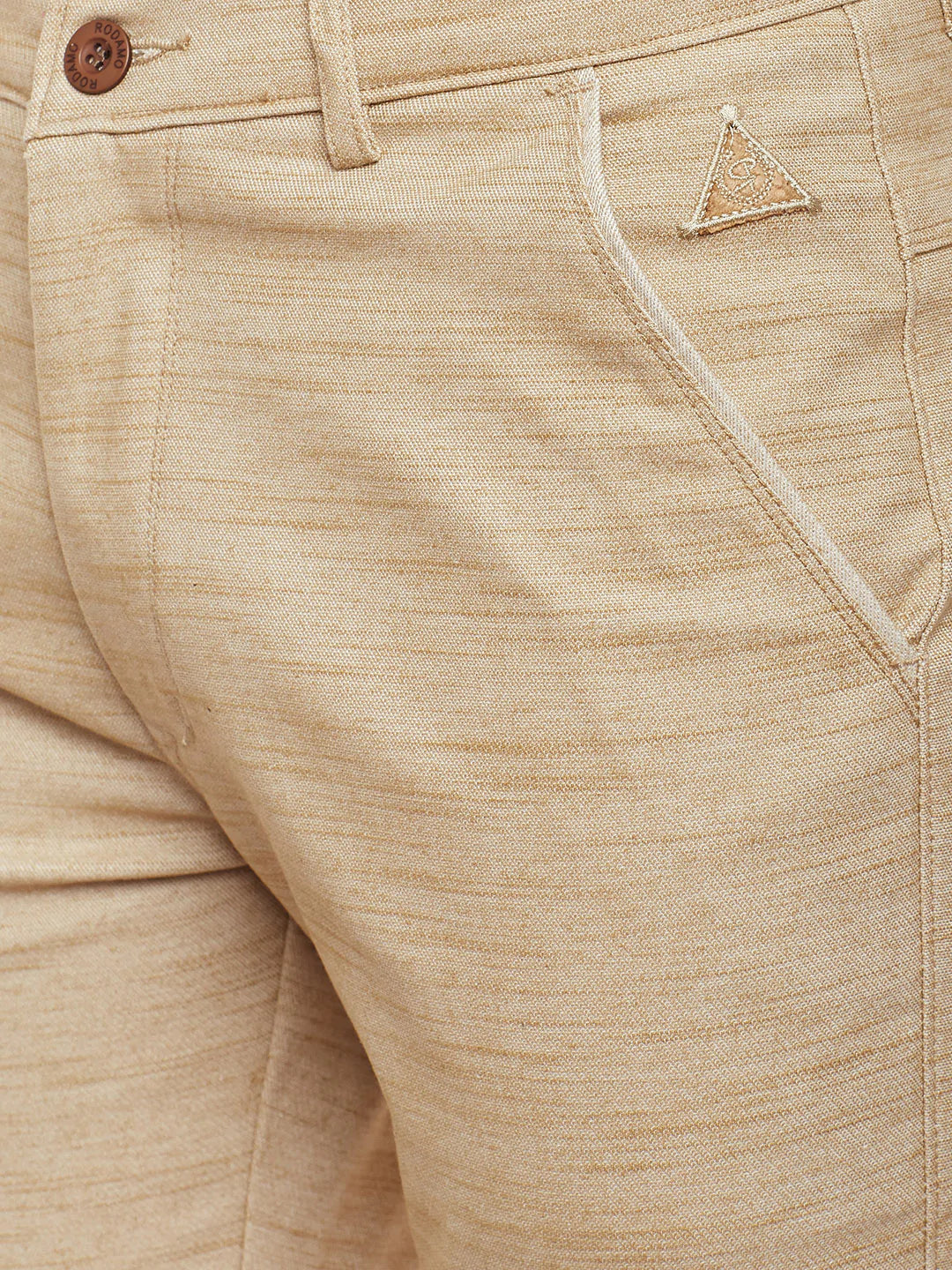 Men Khaki Slim Fit Trousers