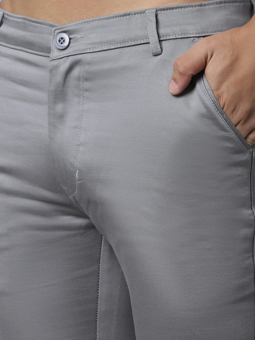 Men Grey Slim Fit Trousers
