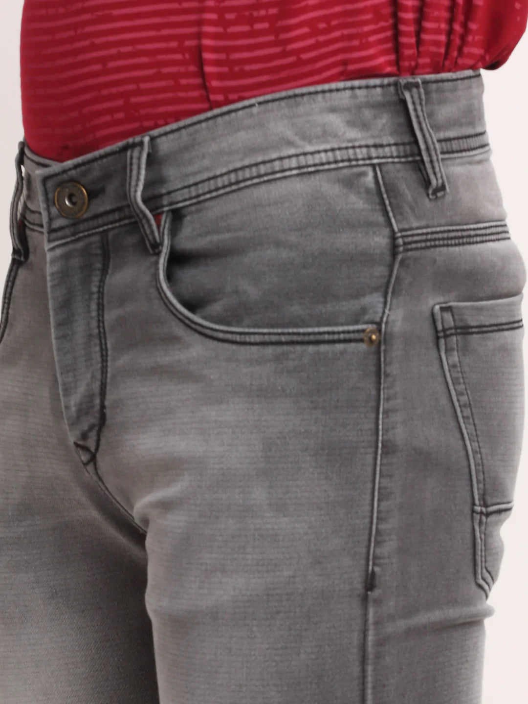Men Grey Slim Fit Mildly Distressed Heavy Fade Stretchable Jeans