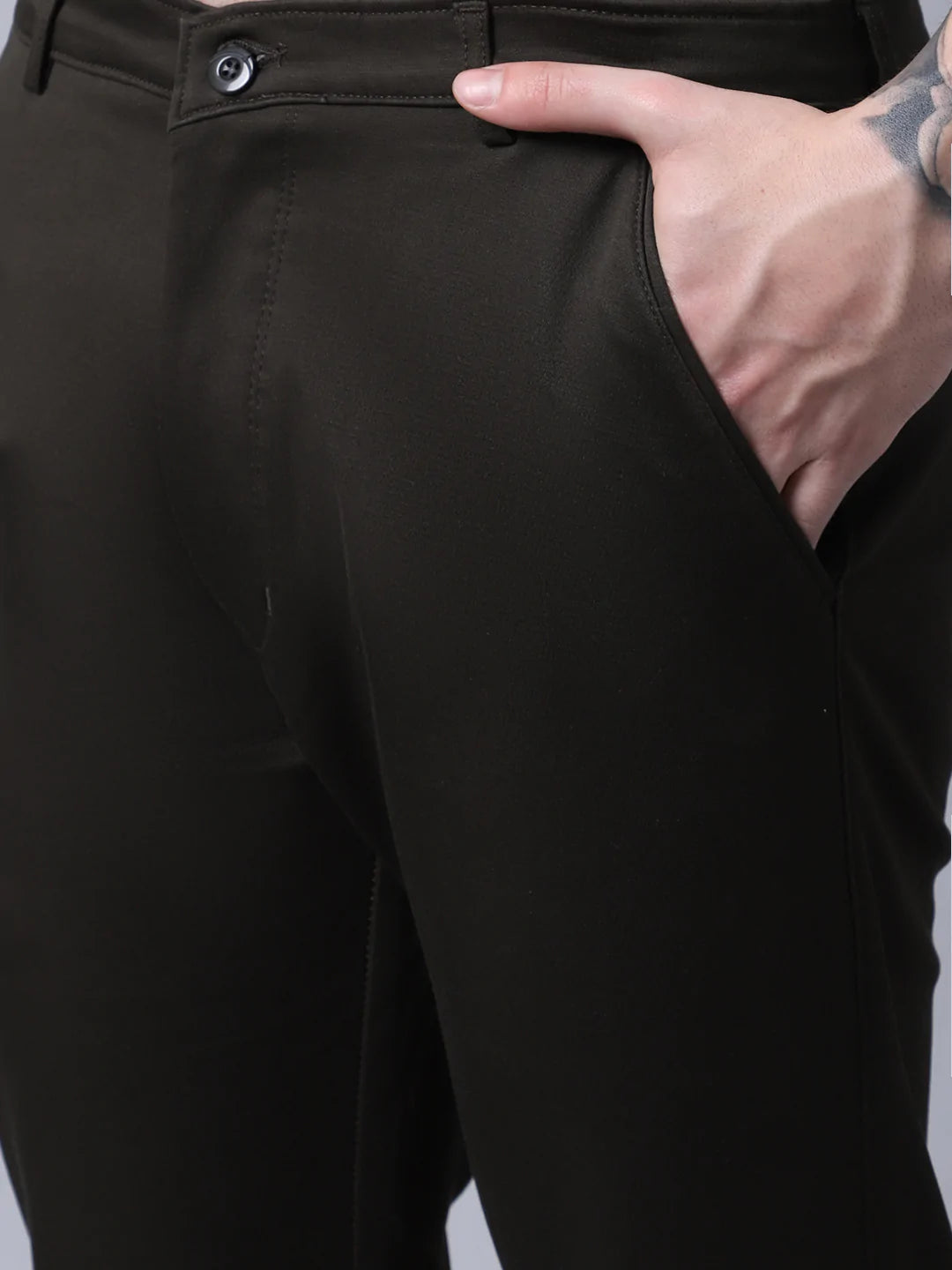 Men Green Slim Fit Trousers