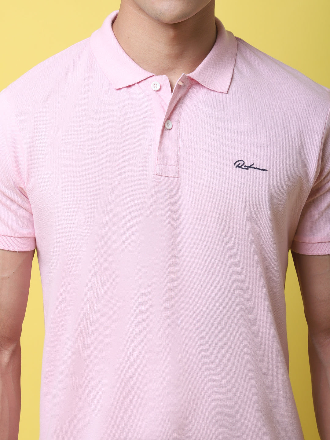 Polo Collar Pink Slim Fit Cotton T-Shirt