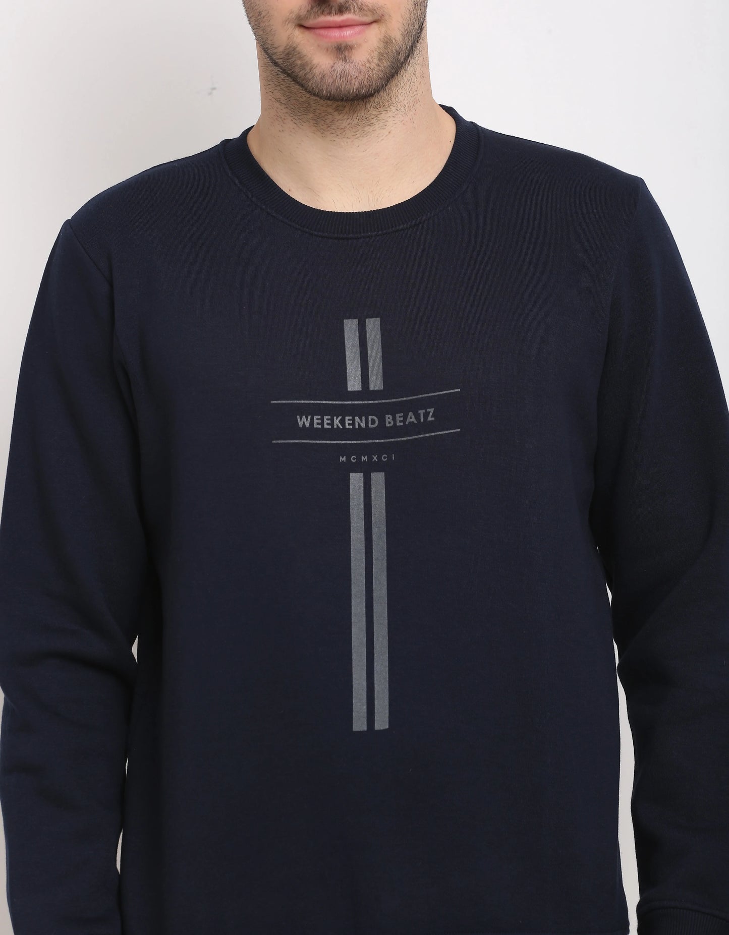Men Navy Blue Printed Sweatshirt