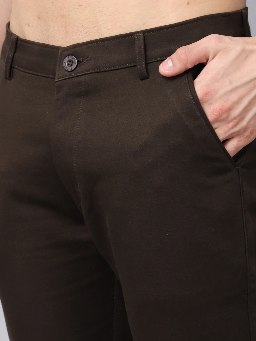 Men Brown Slim Fit Trousers