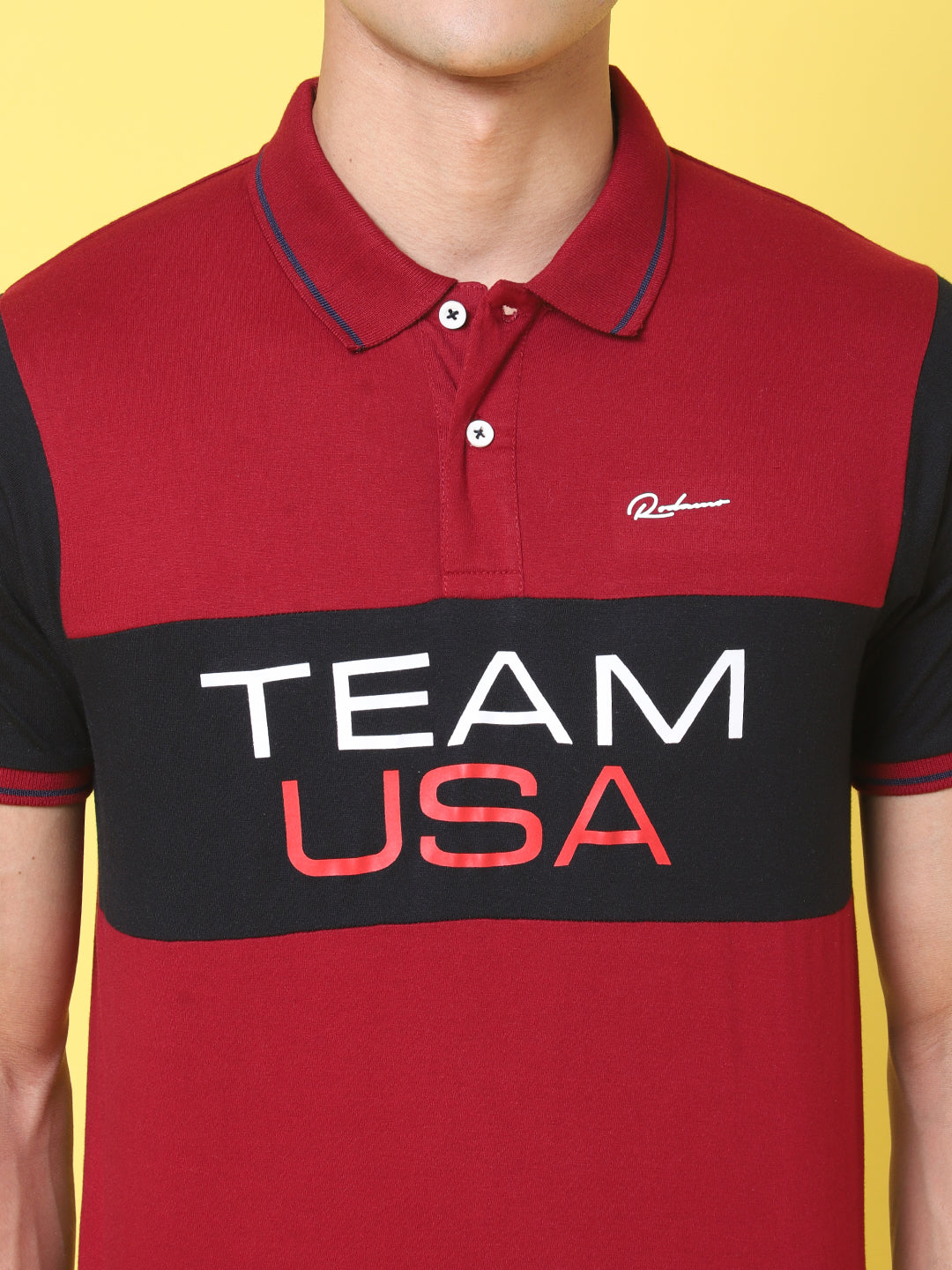 Typography Printed Polo Collar Slim Fit T-shirt