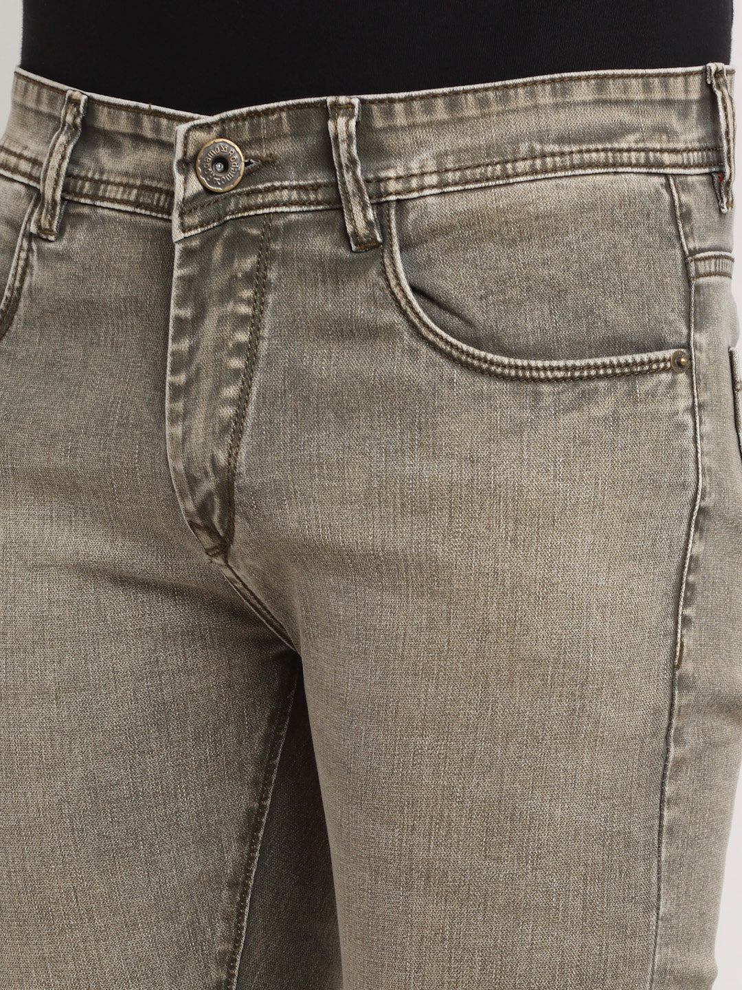 Men Green Slim Fit Heavy Fade Jeans