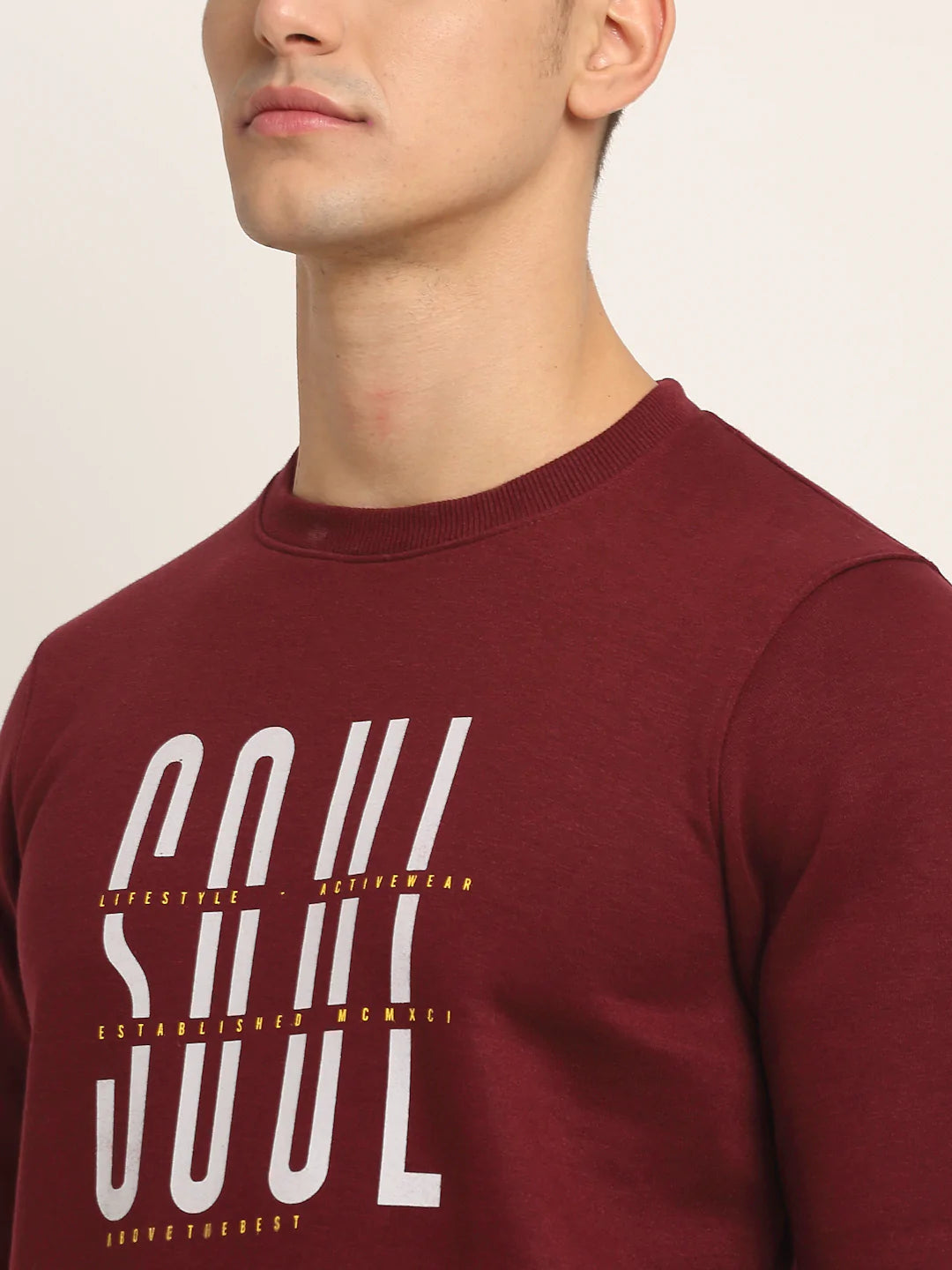 Men Maroon Printed Sweatshirt