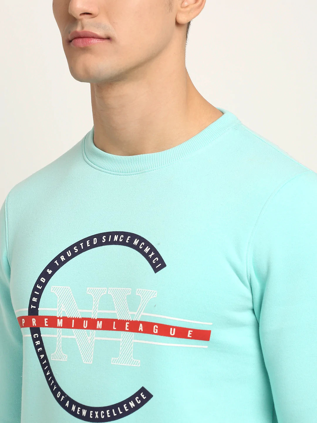 Men Blue Printed Sweatshirt