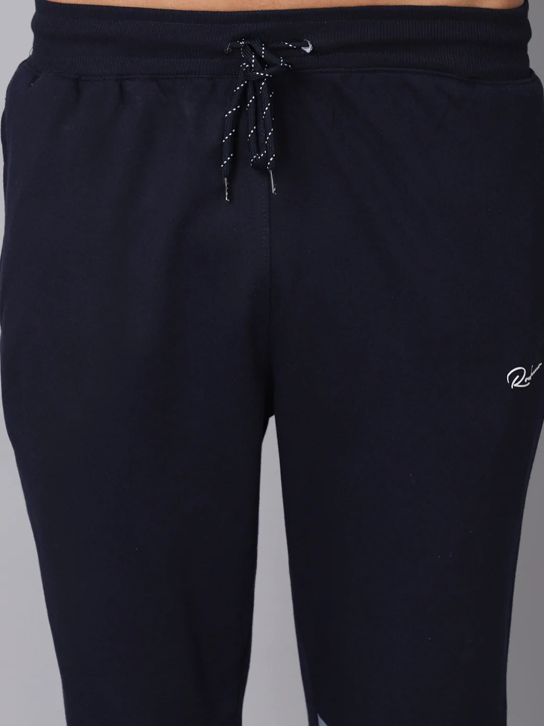 Men Navy Blue  Grey Printed Slim Fit Track Pants