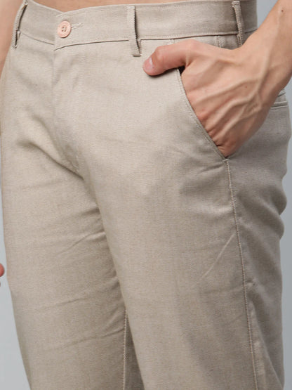 Men Beige Slim Fit Trousers