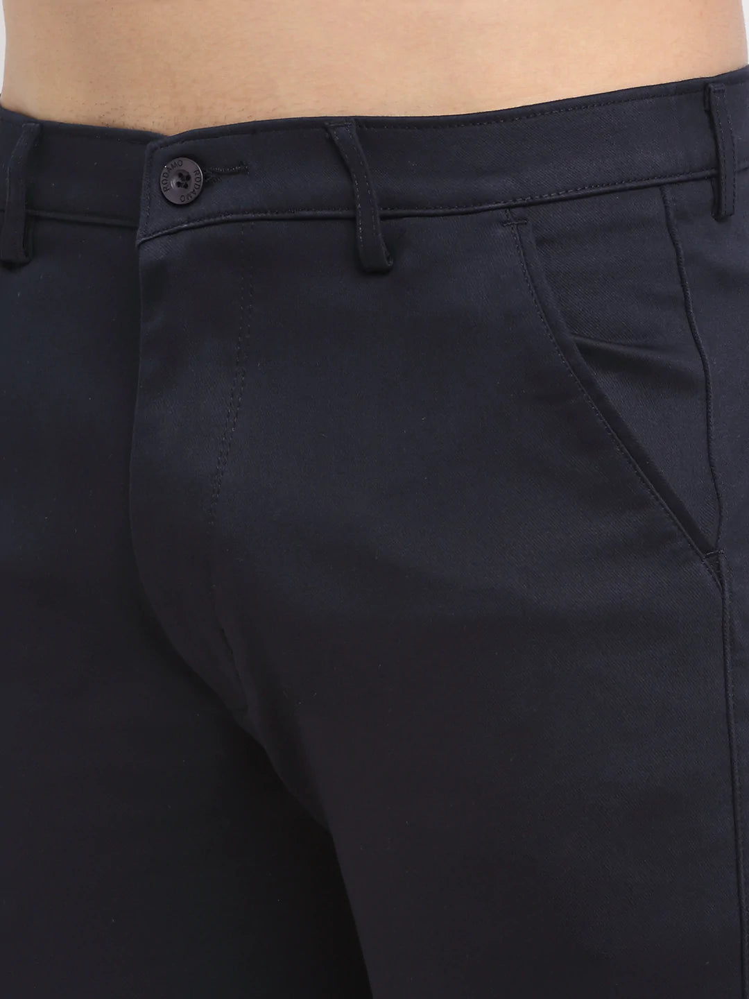 Men Navy Blue Slim Fit Chinos Trousers
