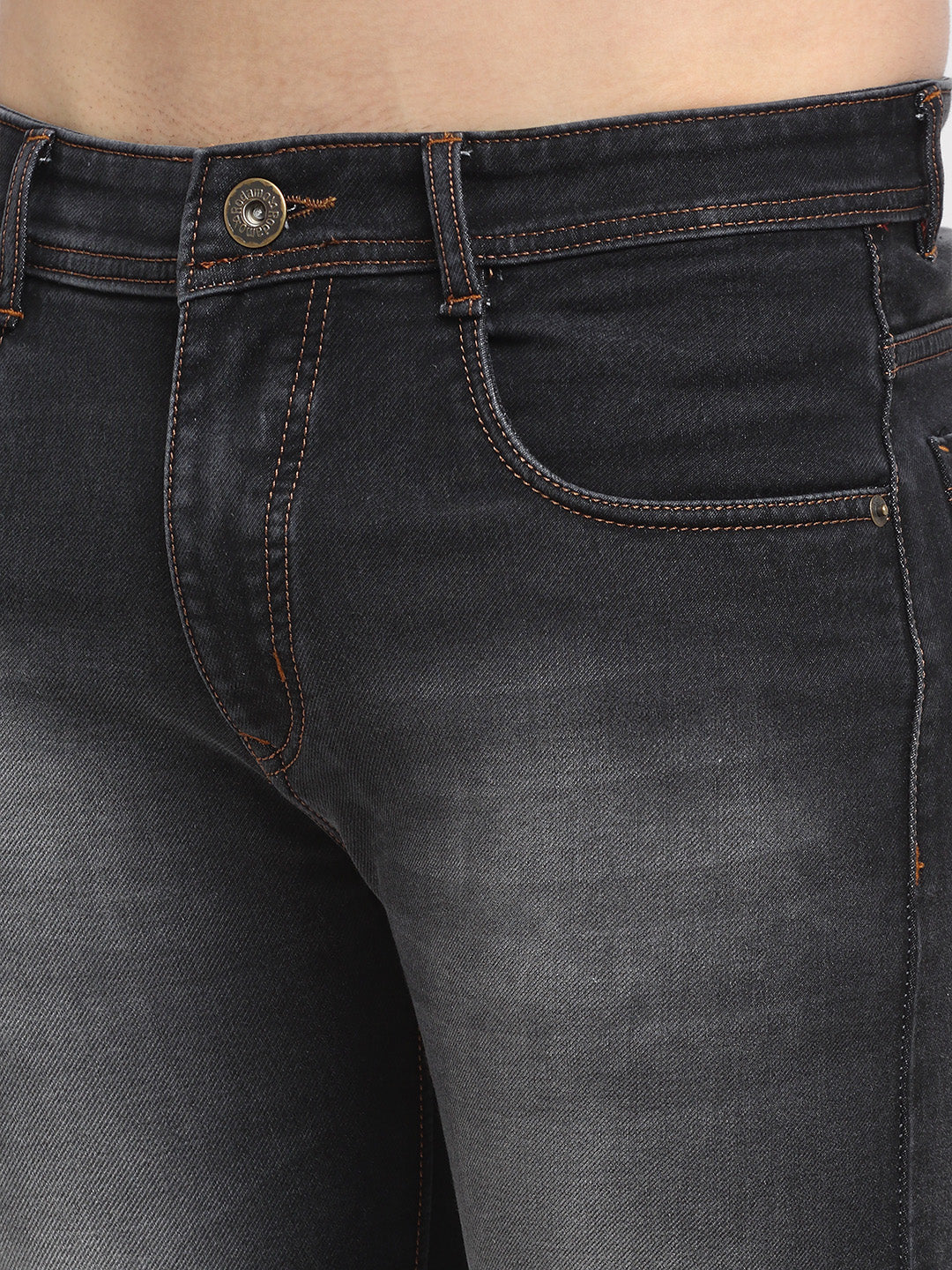Men Black Slim Fit Heavy Fade Stretchable Jeans