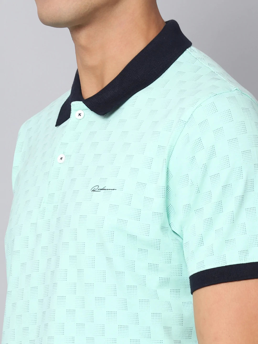 Men Green soothing sea Printed Polo Collar Slim Fit T-shirt