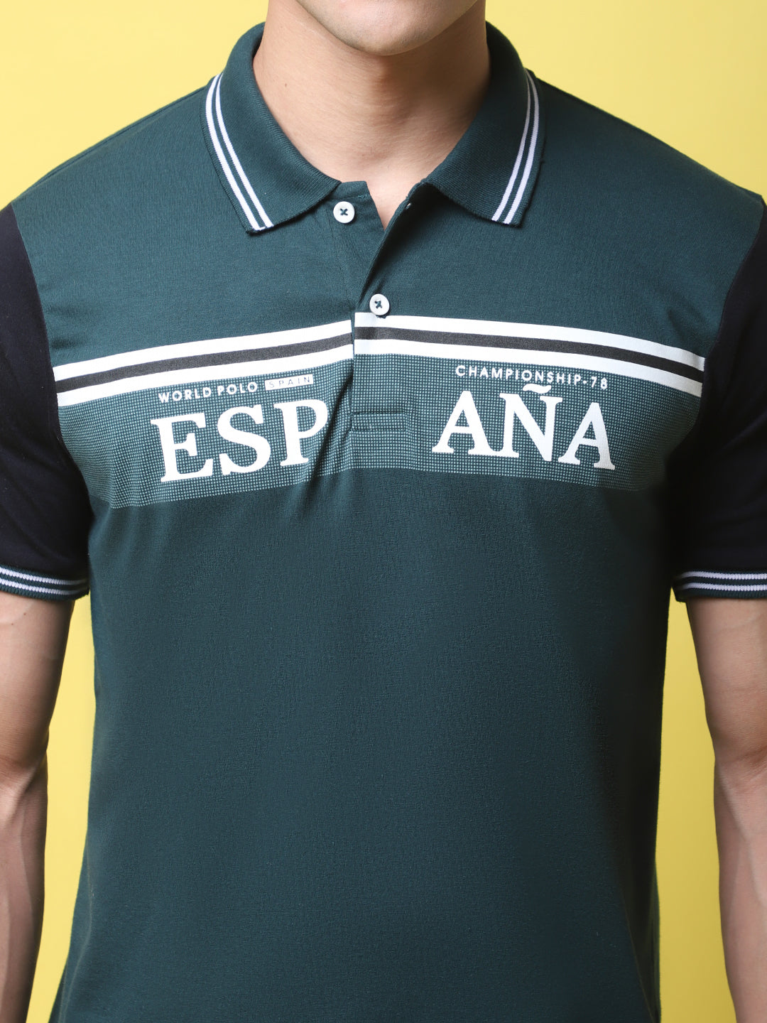 Typography Printed Polo Collar Slim Fit T-shirt