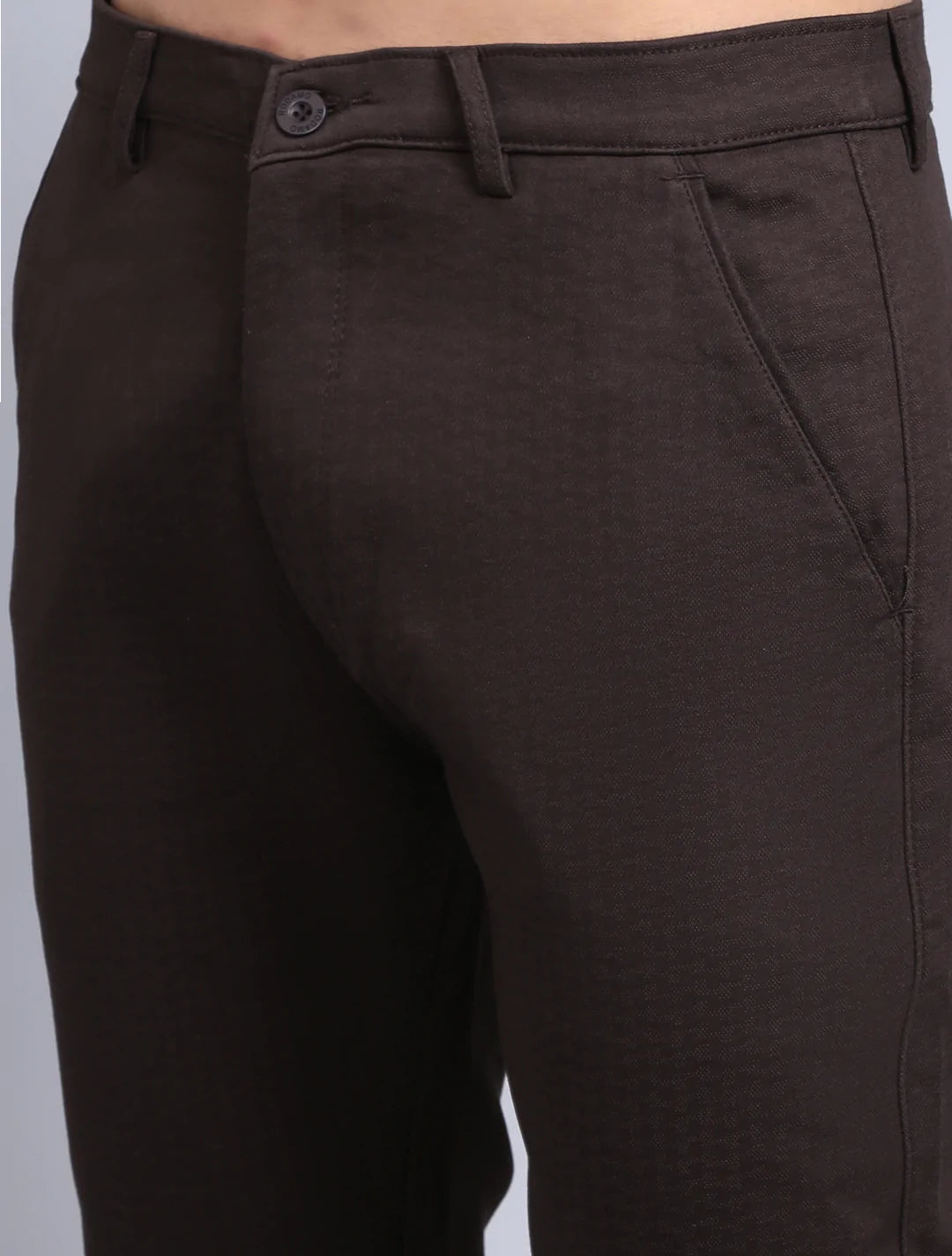 Men Brown Slim Fit Cotton Trousers