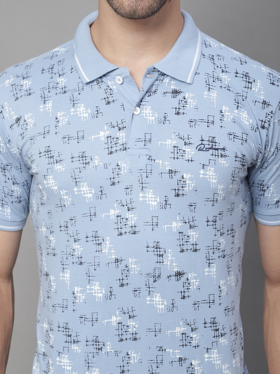 Abstract Printed Polo Collar Slim Fit T-shirt