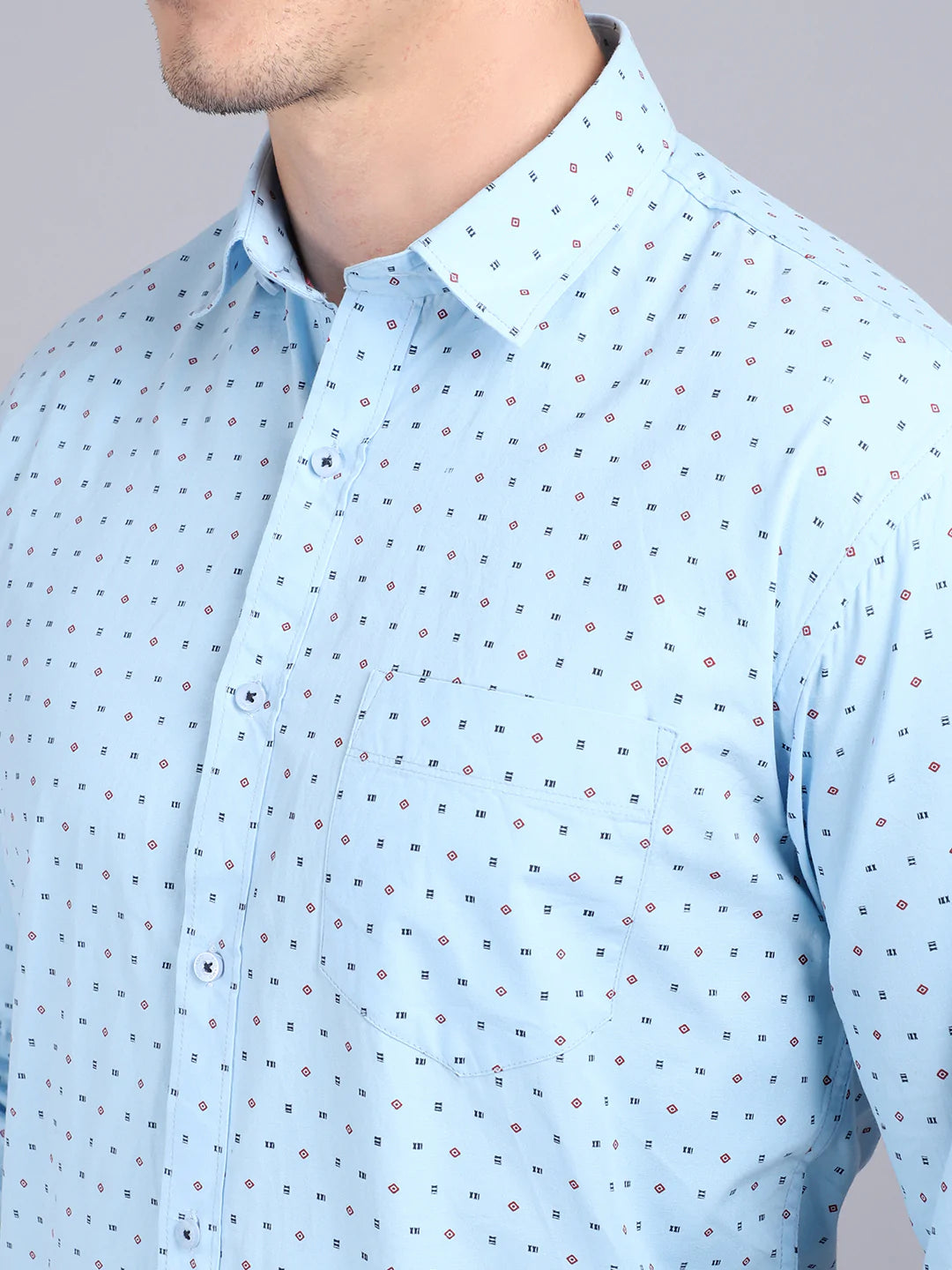 Men Blue Slim Fit Printed Casual Shirt