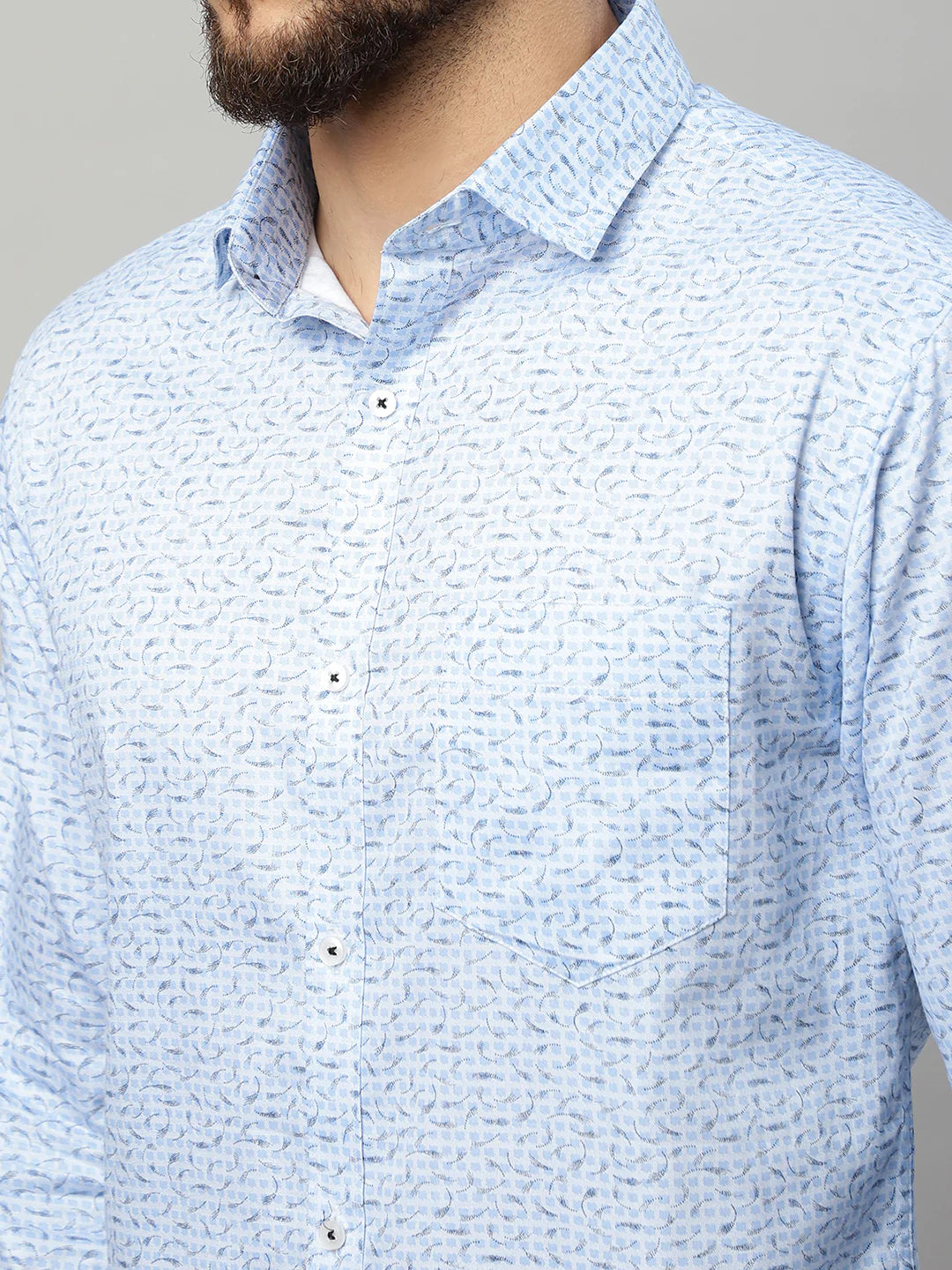 Men Blue Slim Fit Printed Casual Shirt