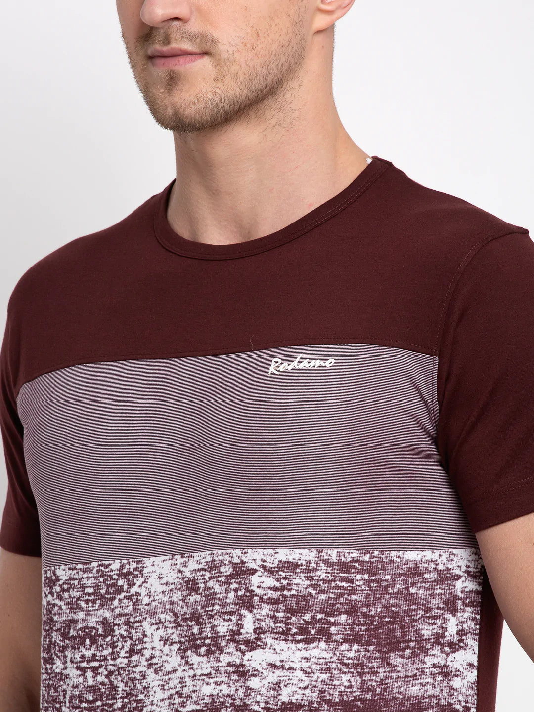 Men Brown Round Neck T-Shirts