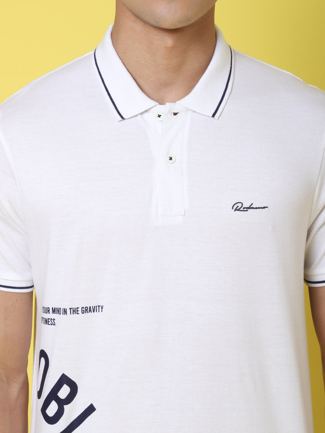Typography Printed Polo Collar Cotton Slim Fit T-shirt