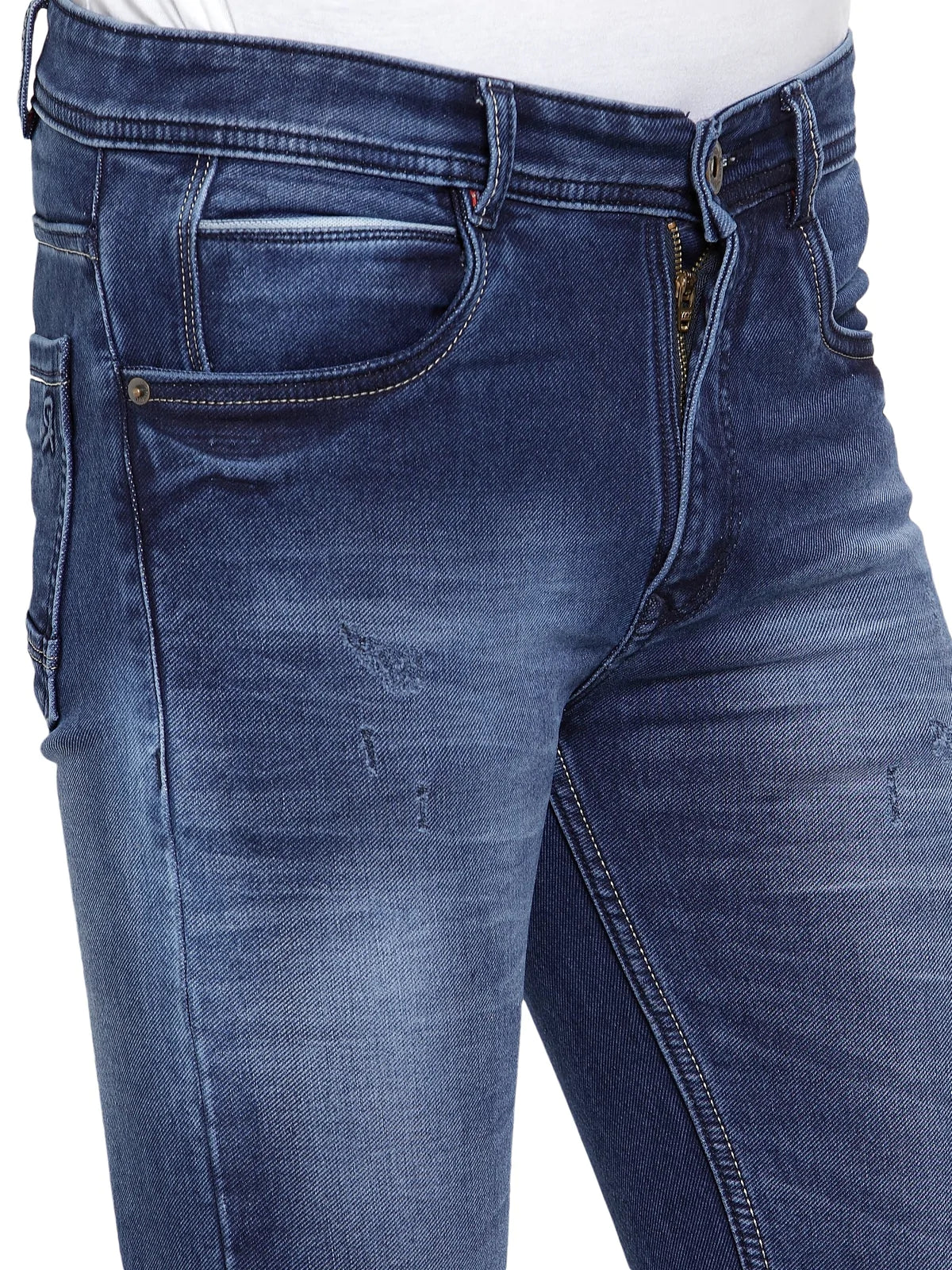 Men Blue Slim Fit Mid-Rise Clean Look Stretchable Jeans