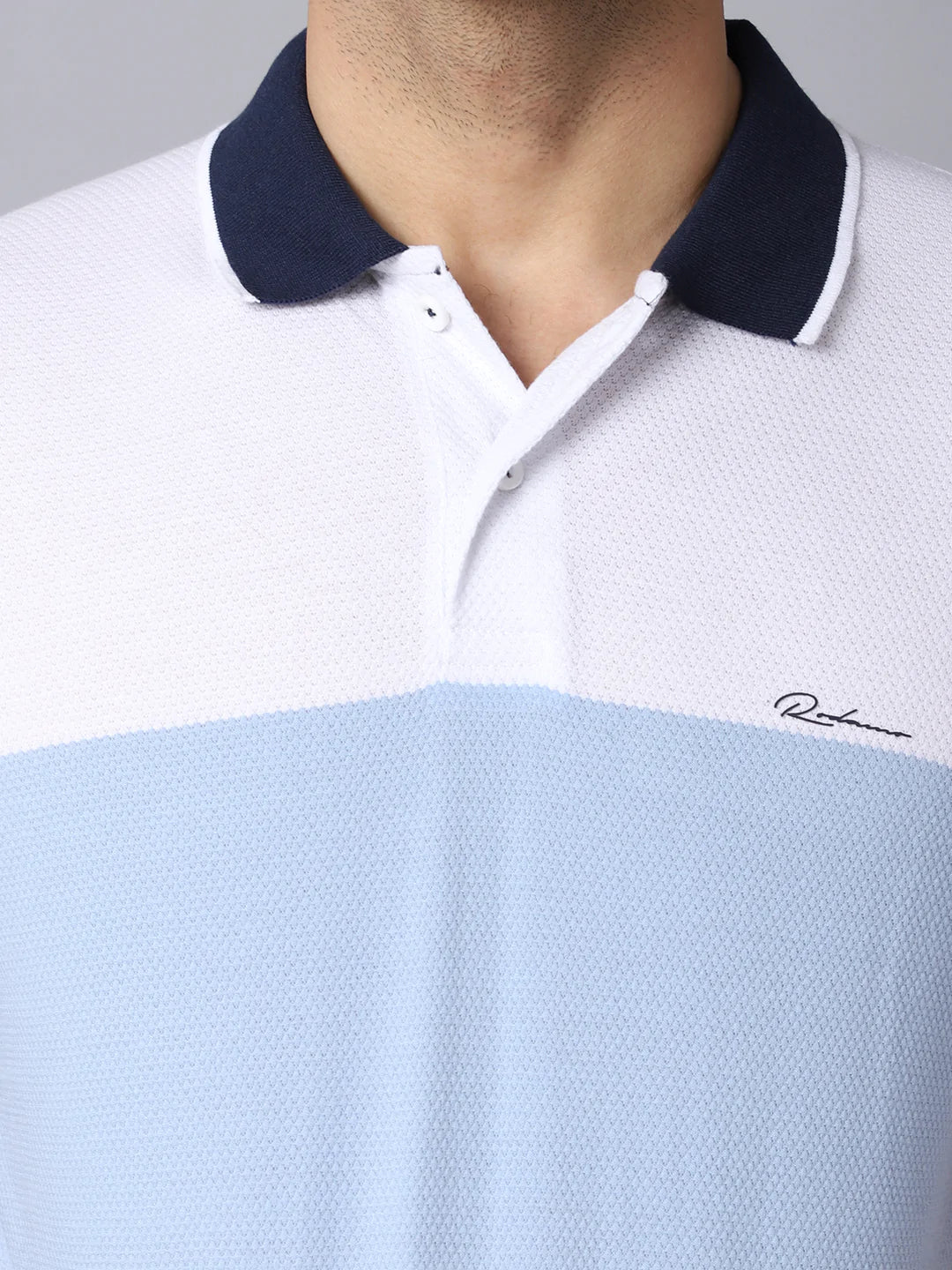 Men Multicoloured Striped Polo Collar Slim Fit T-shirt