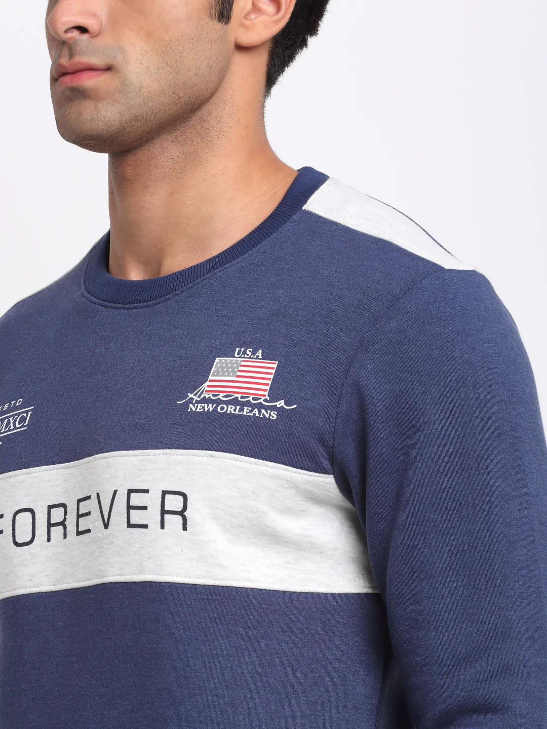 Men Blue Printed Sweatshirt