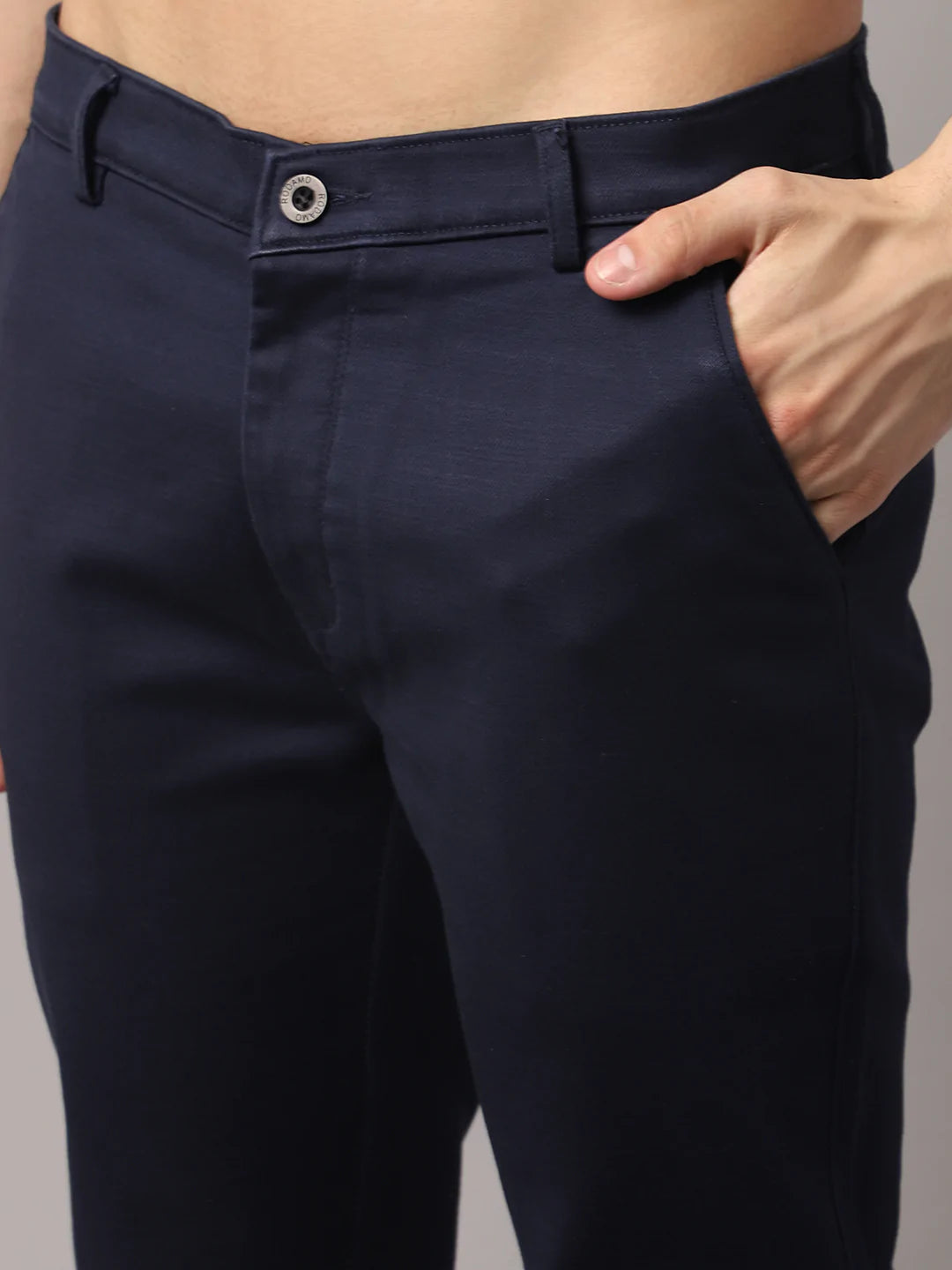 Men Navy Blue Slim Fit Chinos Trousers