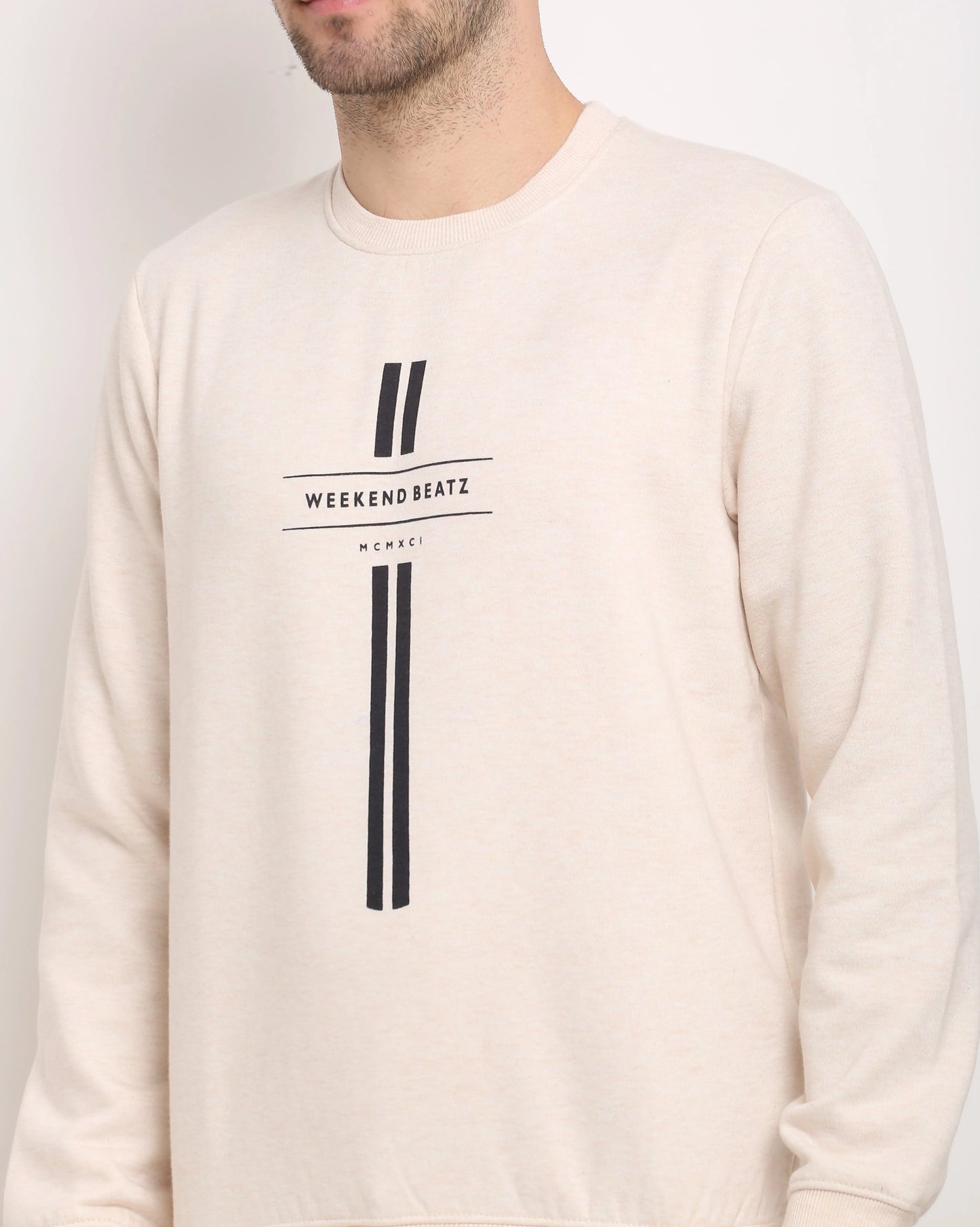 Men Beige Printed Sweatshirt