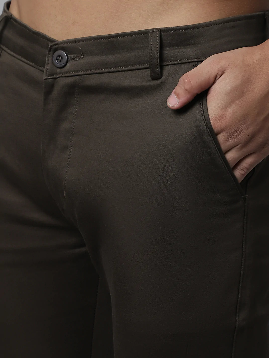 Men Green Slim Fit Trousers