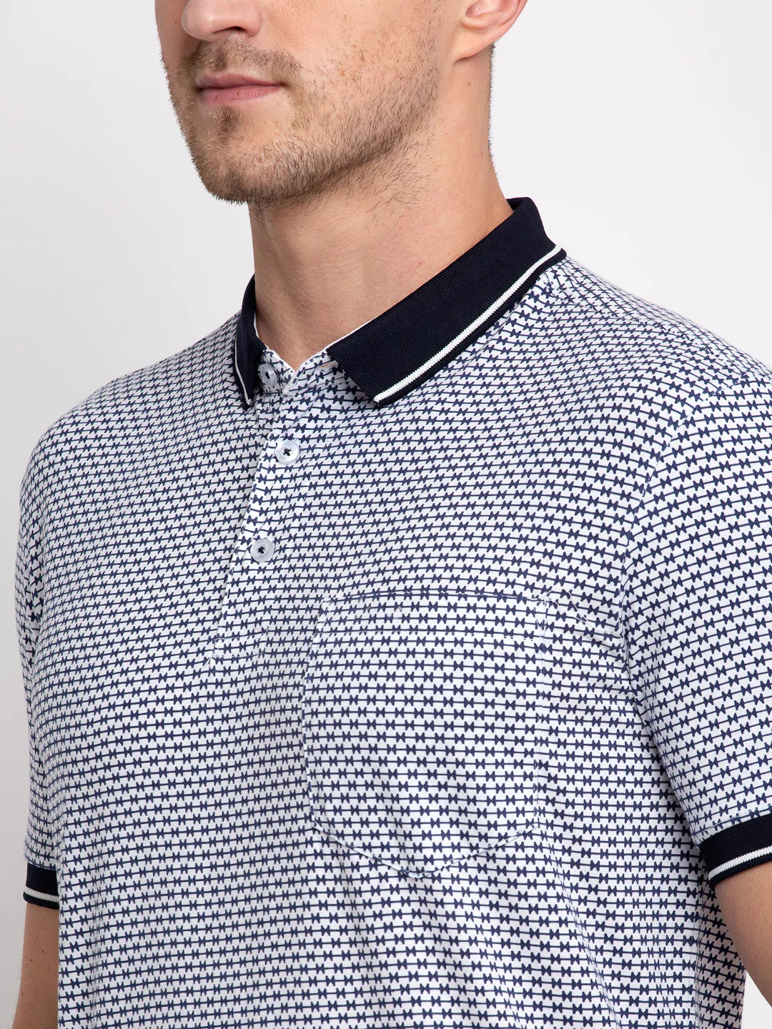 Men Off-White Printed Polo Collar T-shirt