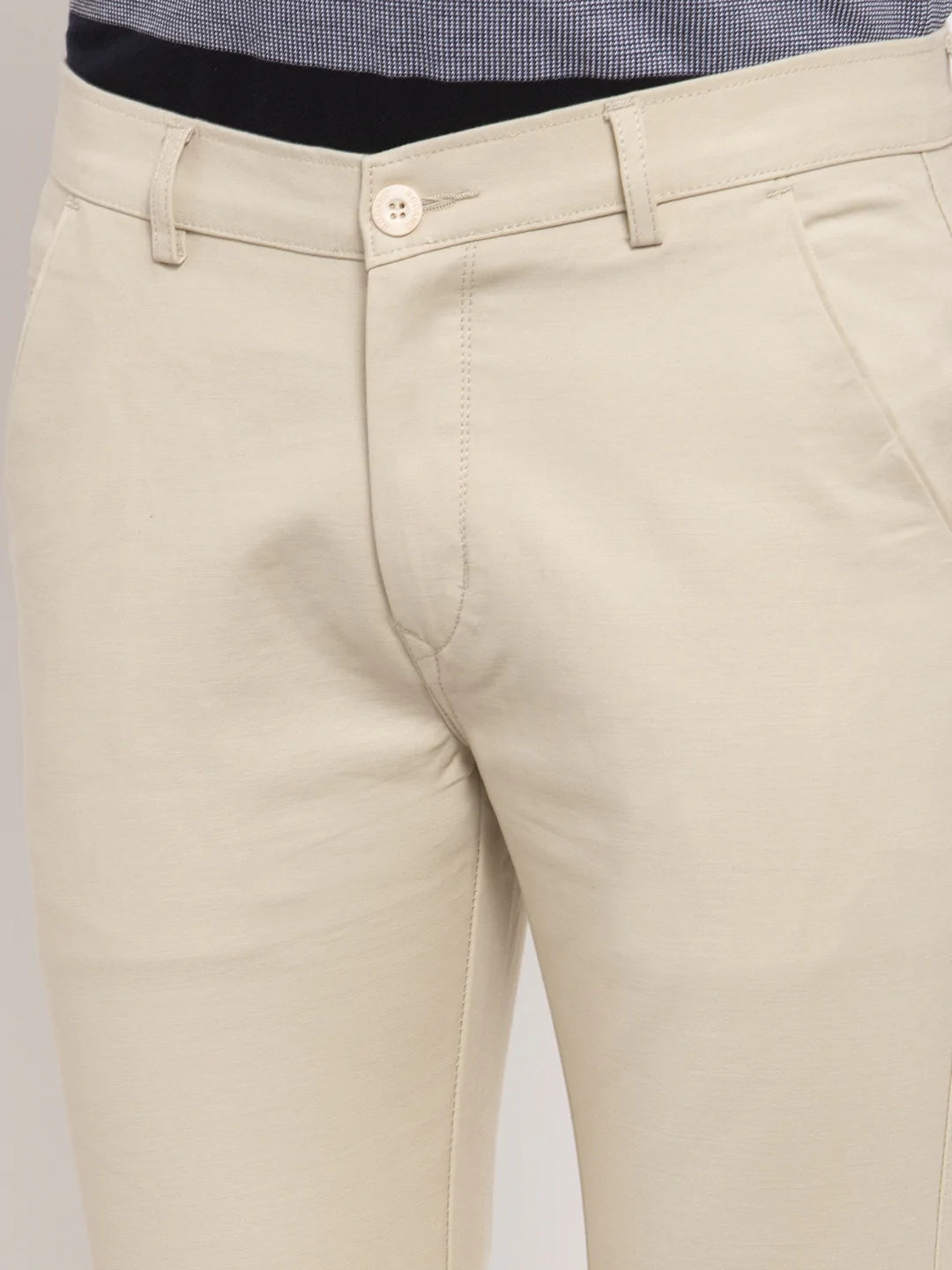 Men Khaki Slim Fit Chinos Trousers