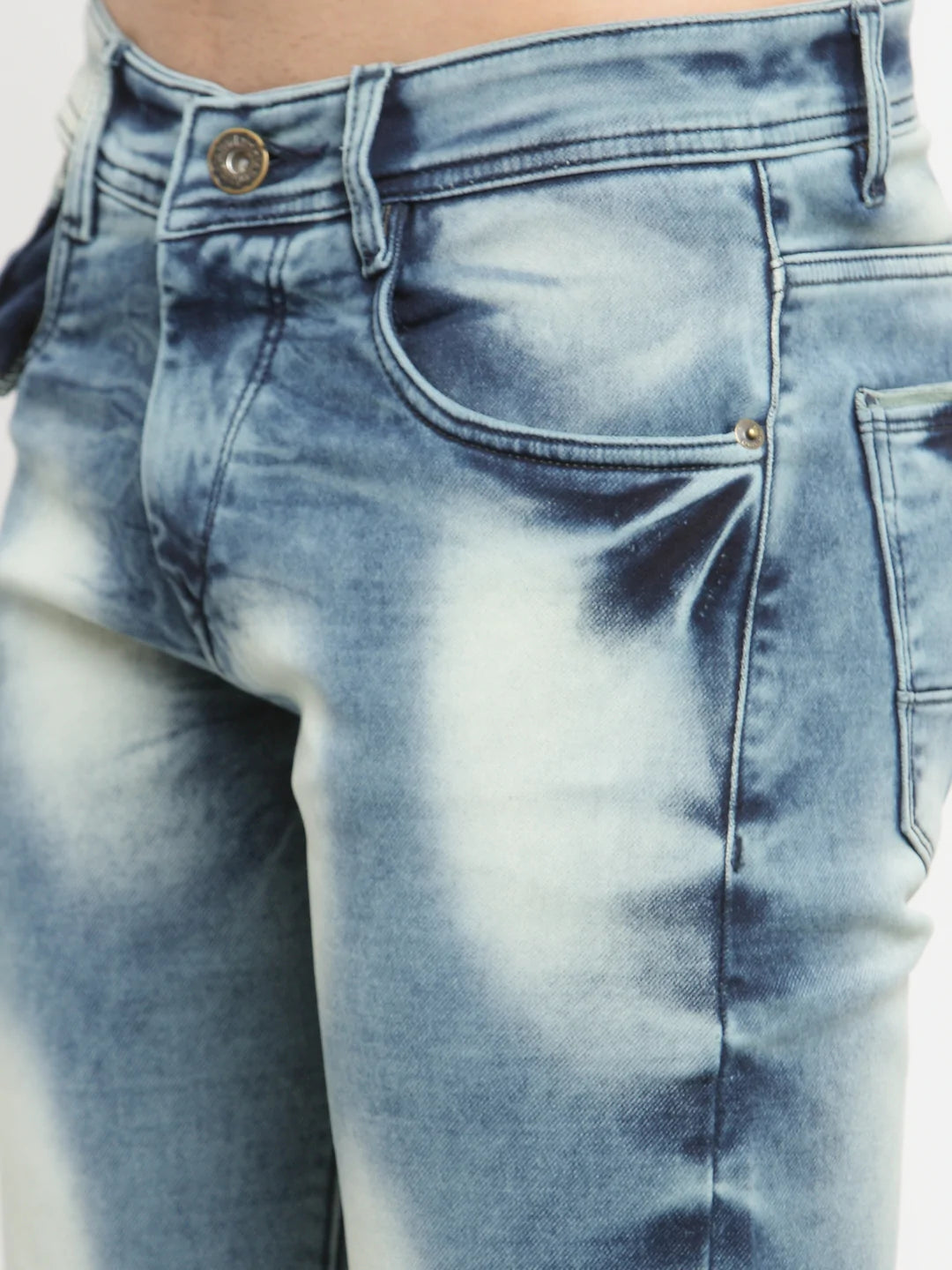 Men Blue Washed Slim Fit Denim Shorts