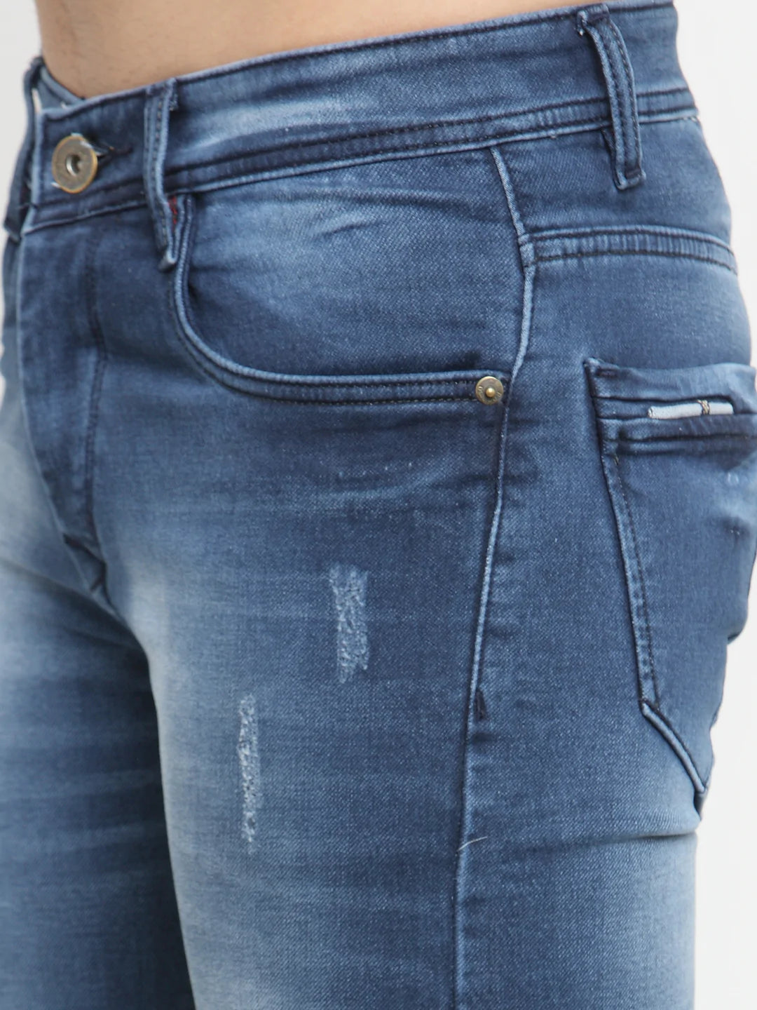 Men Blue Washed Slim Fit Denim Shorts