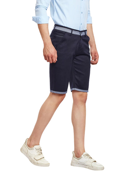 Men Navy Blue Cotton Shorts