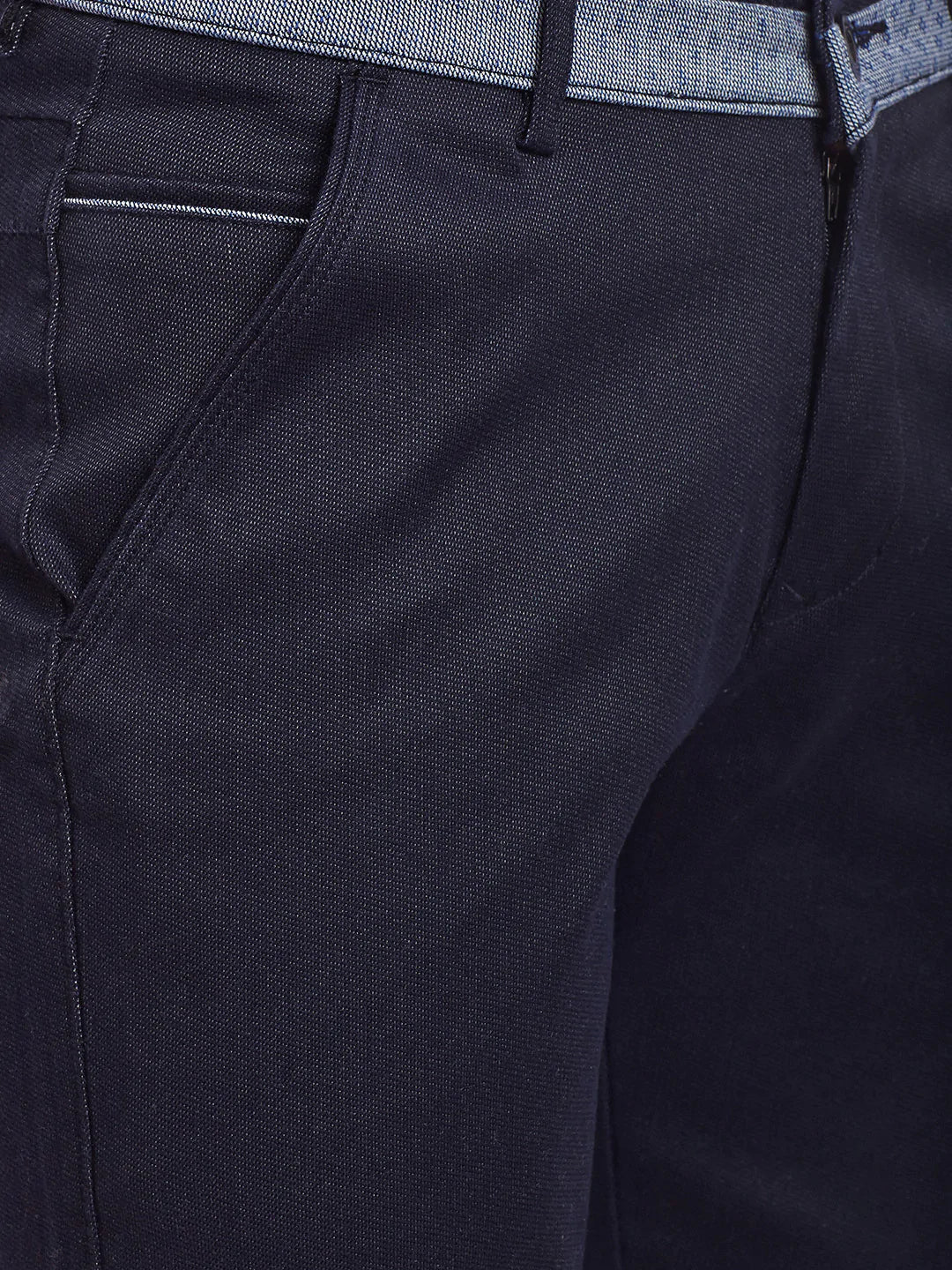 Men Navy Blue Cotton Shorts