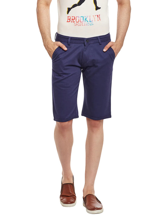 Men Blue Cotton Shorts