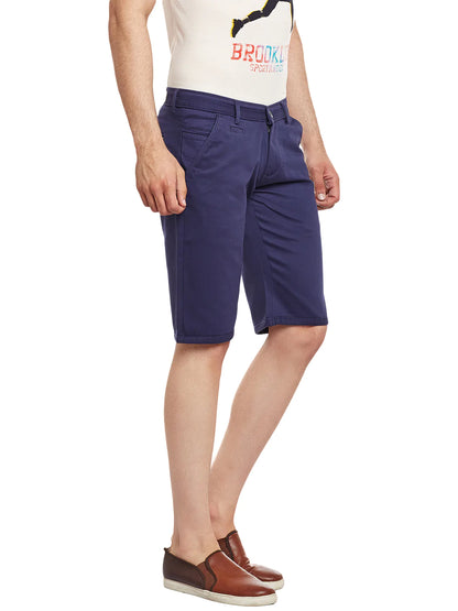 Men Blue Cotton Shorts